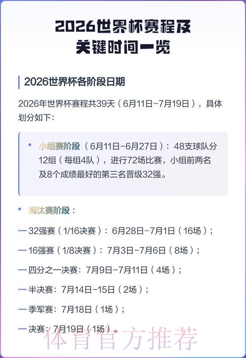 2026世界杯比赛日程安排 2026世界杯比赛日程安排